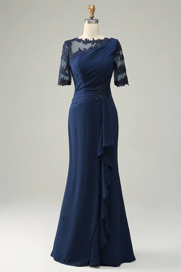 Navy Sheath Mor til Bride kjole med Appliques